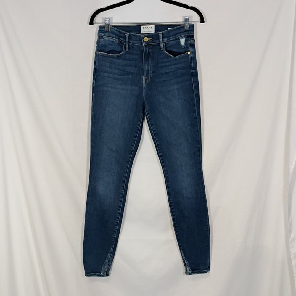 EUC Frame Denim Women's Le High Skinny Jeans in Dark Blue Wash Size 27